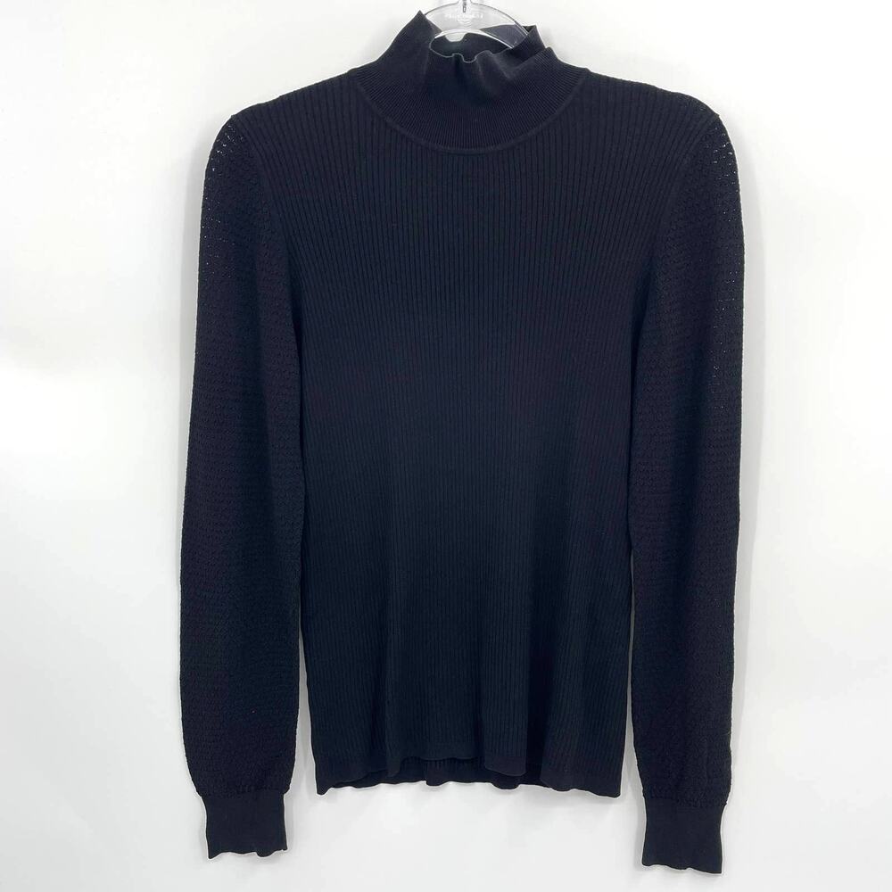 DIANE VON FURSTENBERG Womens Knit Turtleneck Top Size L Fitted Long Sleeve